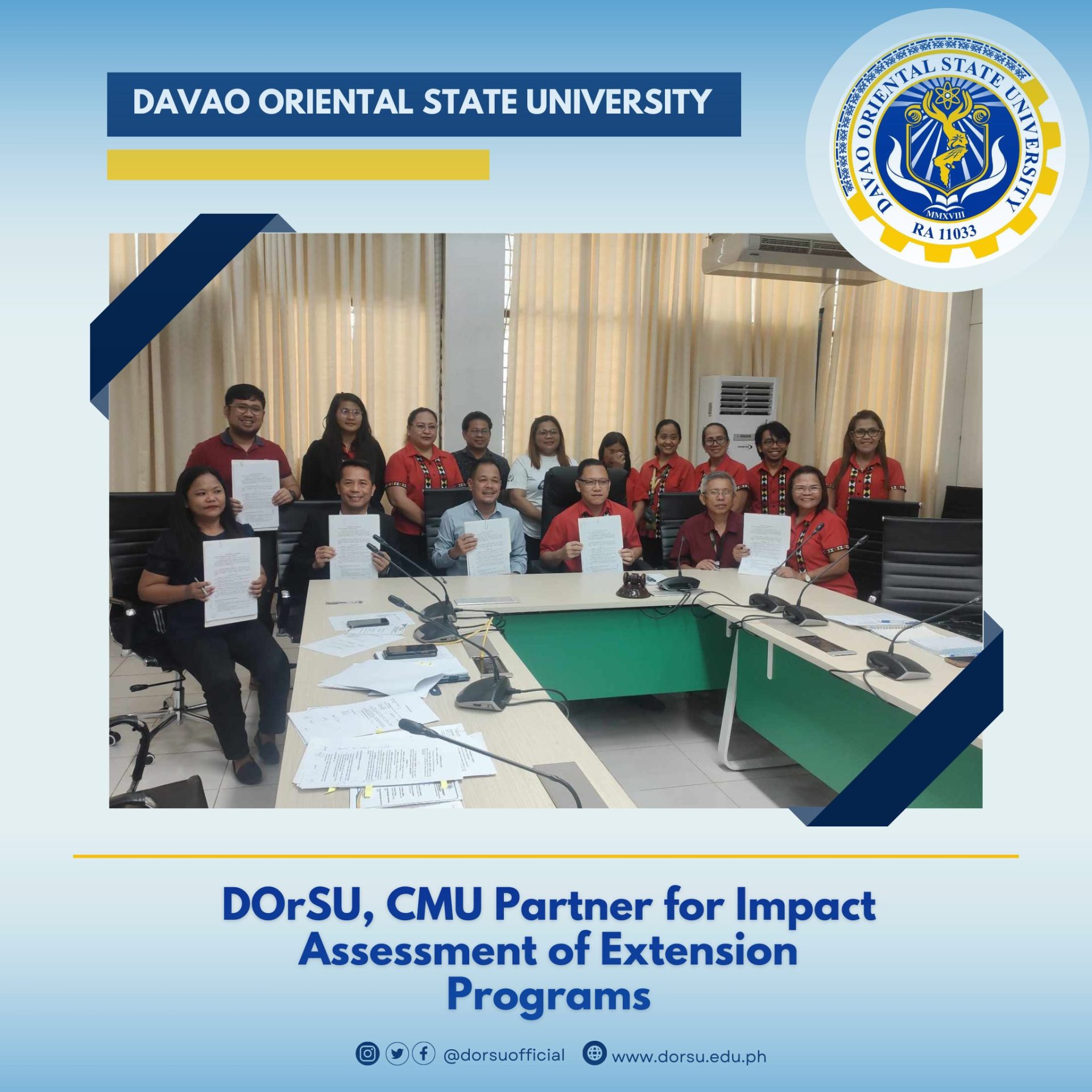 DOrSU, CMU Partner for Impact Assessment of Extension Programs